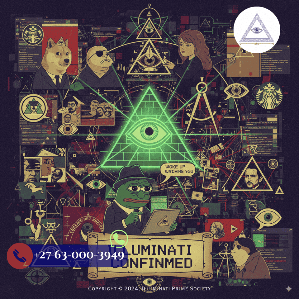A collage of various internet memes, symbols, and images relating to the Illuminati conspiracy theory, illustrating its pervasive presence in online culture.
