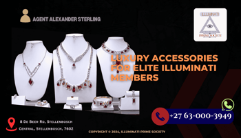 A collection of high-end, exclusive accessories displayed elegantly, symbolizing wealth and power.