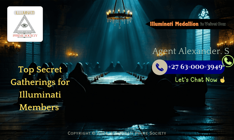 A dimly lit room with shadowy figures seated around a grand table, symbolizing the secrecy and intrigue of Illuminati gatherings.