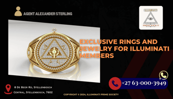 A luxurious gold ring adorned with intricate symbols, capturing the essence of Illuminati elegance and mystery.