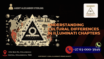 A mysterious, ancient symbol of the Illuminati with cultural icons from different parts of the world woven into its design.