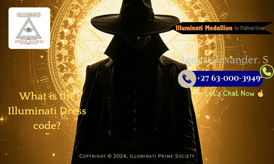 A shadowy figure dressed in a sophisticated, enigmatic outfit symbolizing the secrecy of the Illuminati.