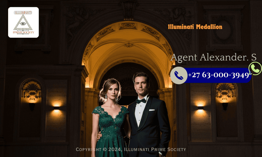 A stylish couple dressed elegantly, standing in front of the entrance to Circolo degli Illuminati, illuminated by soft, ambient lighting.