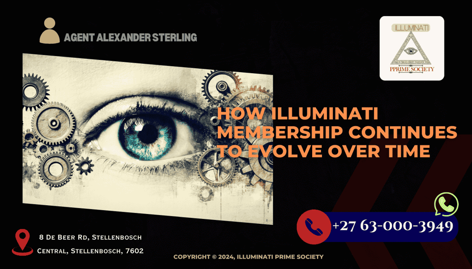 A symbolic image of the Illuminati eye amidst shifting gears, representing evolution and change.