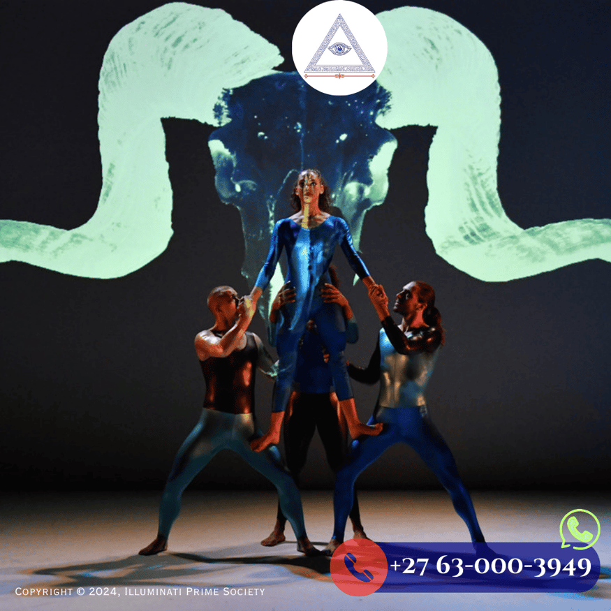 A vibrant montage of musicians like Madonna, Lady Gaga, and Justin Bieber performing on stage with various esoteric symbols and imagery in the background, hinting at their supposed affiliation with the Illuminati.