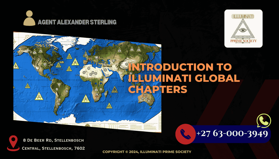 A world map marked with various Illuminati symbols representing different chapters across the globe.