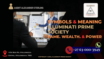 An Illuminati member reviewing a confidential investment pitch at a luxury summit table (1)