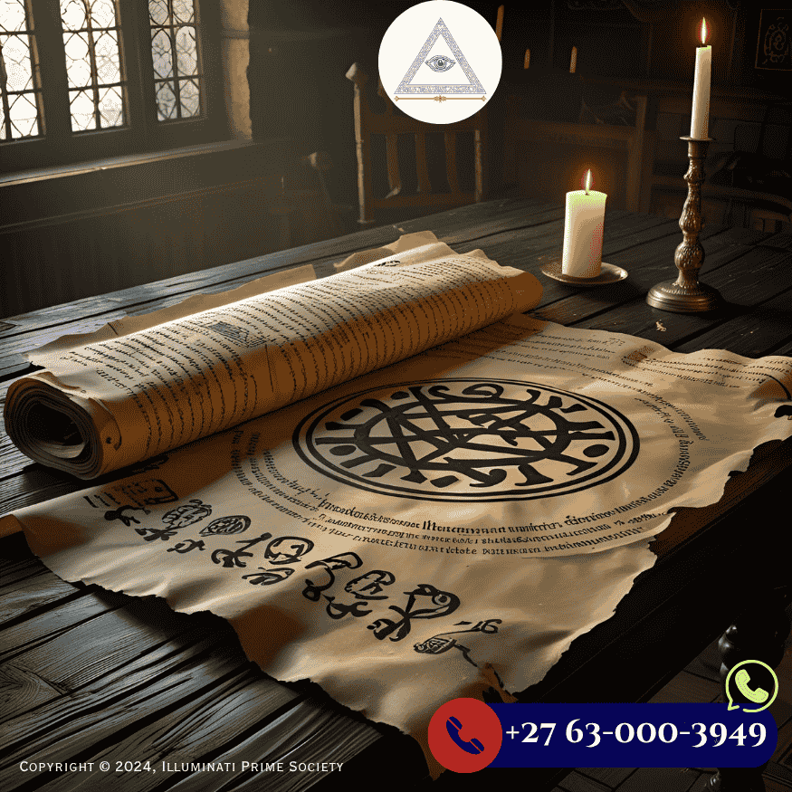 An ancient parchment depicting secret symbols of the Bavarian Illuminati.