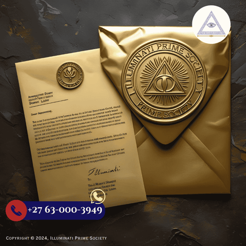An anonymous donor letter beside a golden envelope embossed with the Illuminati Prime Society seal. (1)
