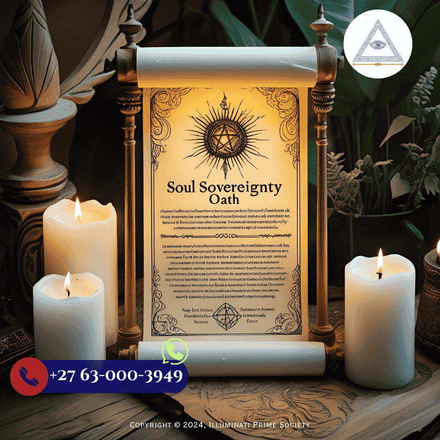 An illuminated scroll titled “Soul Sovereignty Oath” placed beside white candles during a ritual of personal empowerment. (1)