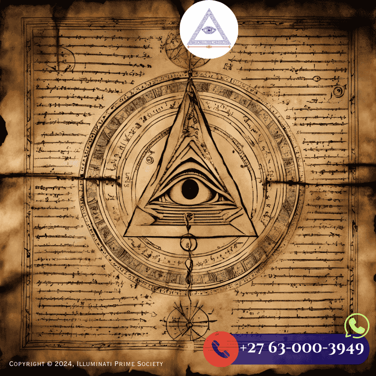 An old handwritten Illuminati document detailing secret rituals and codes.