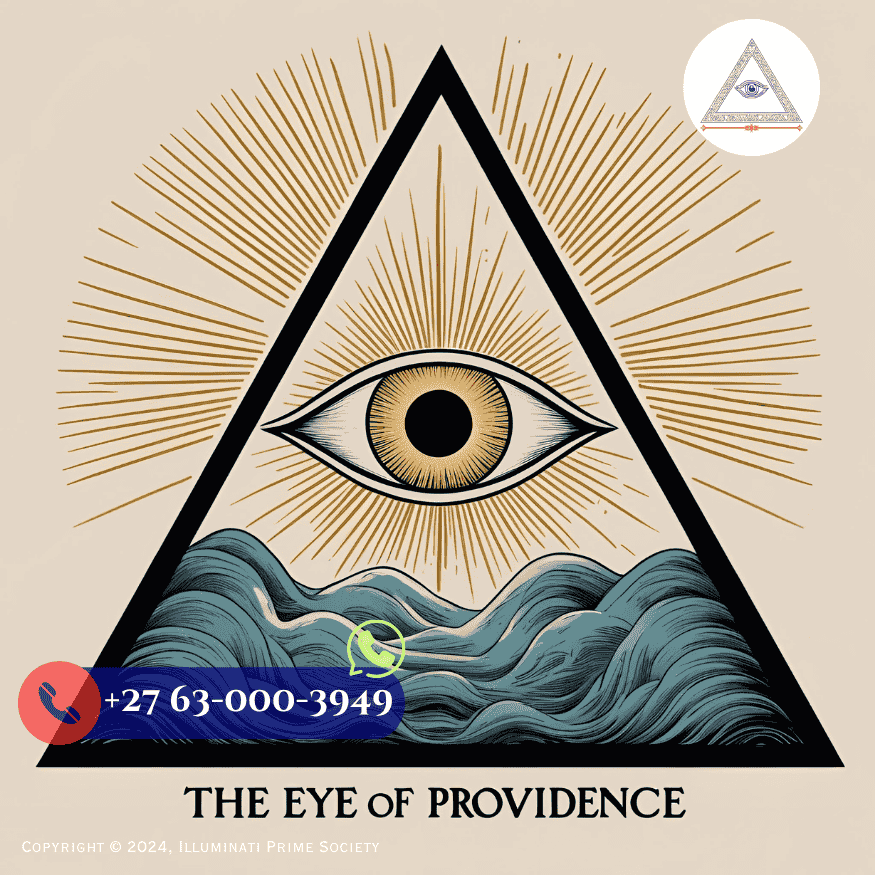 Illustration of the Eye of Providence within a triangle, radiating light.