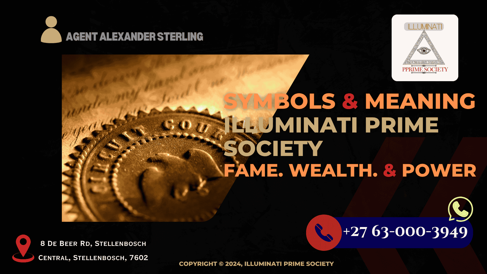 A golden Illuminati seal projected over a digital interface representing member protection protocols. (1)
