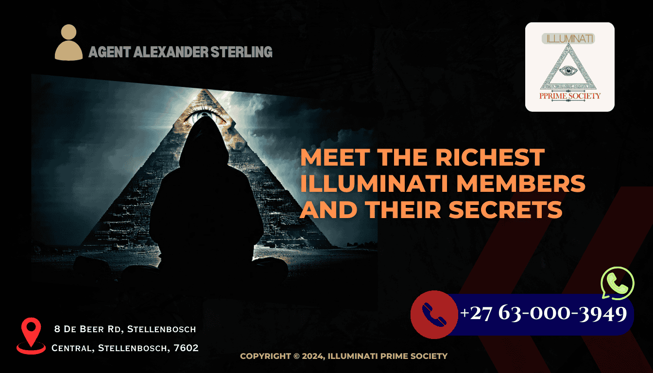 A shadowy figure with a pyramid and all-seeing eye in the background, symbolizing the mysterious nature of the Illuminati.