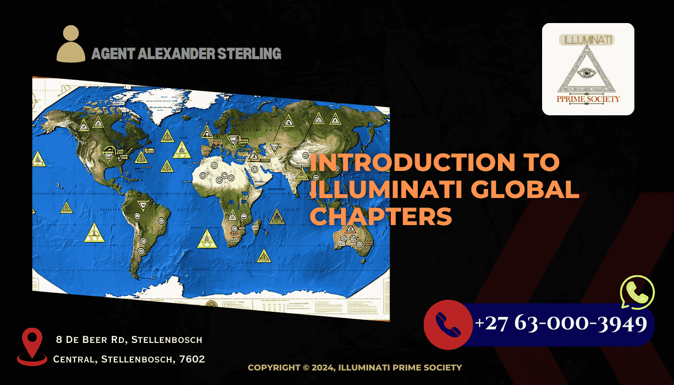 A world map marked with various Illuminati symbols representing different chapters across the globe.