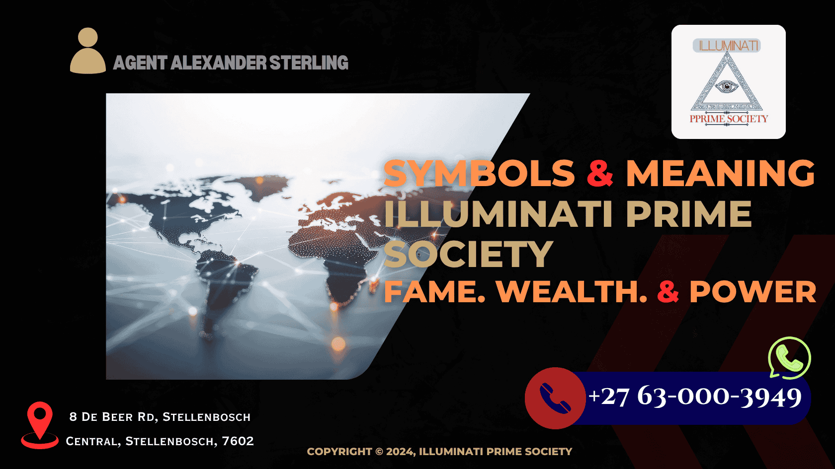 Agent Alexander Sterling standing before a strategic world map surrounded by encrypted influence markers. (1)