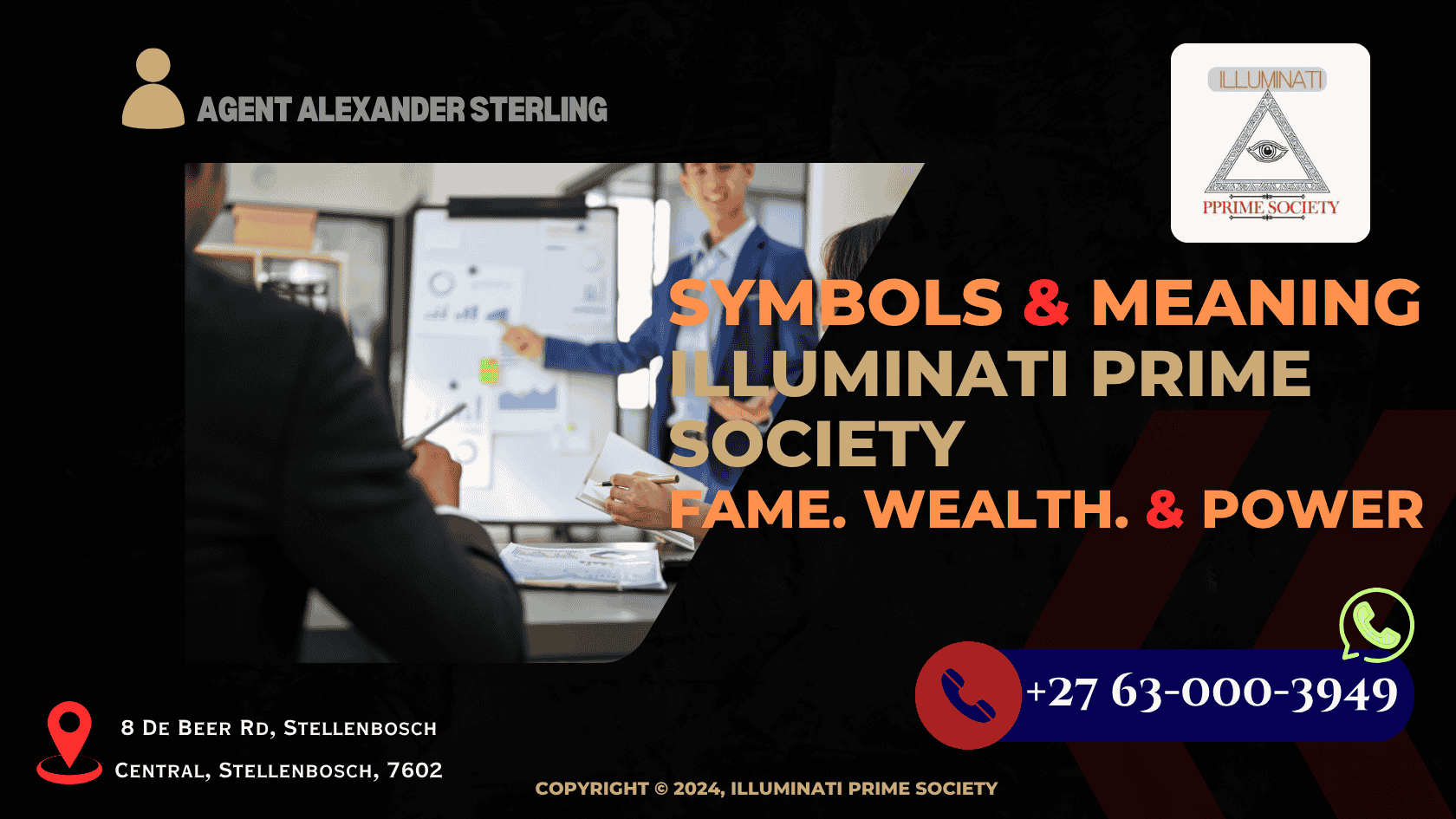 An Illuminati member reviewing a confidential investment pitch at a luxury summit table (1)
