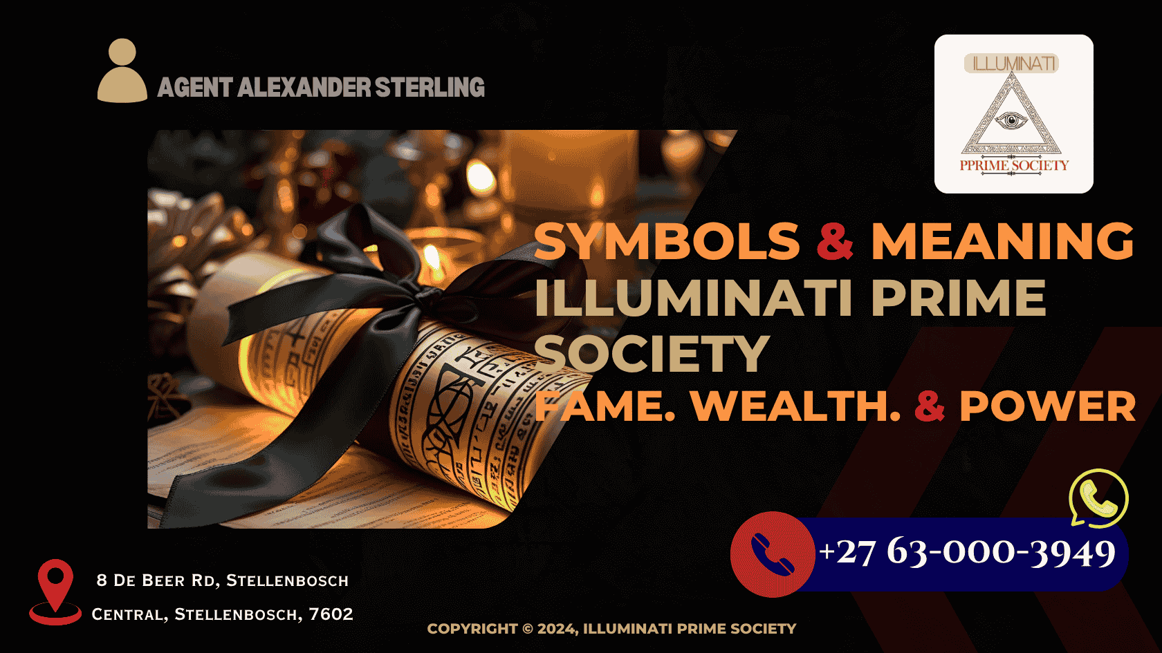 An Illuminati scroll tied with black silk ribbon, glowing faintly under candlelight during a gifting ritual. (1)