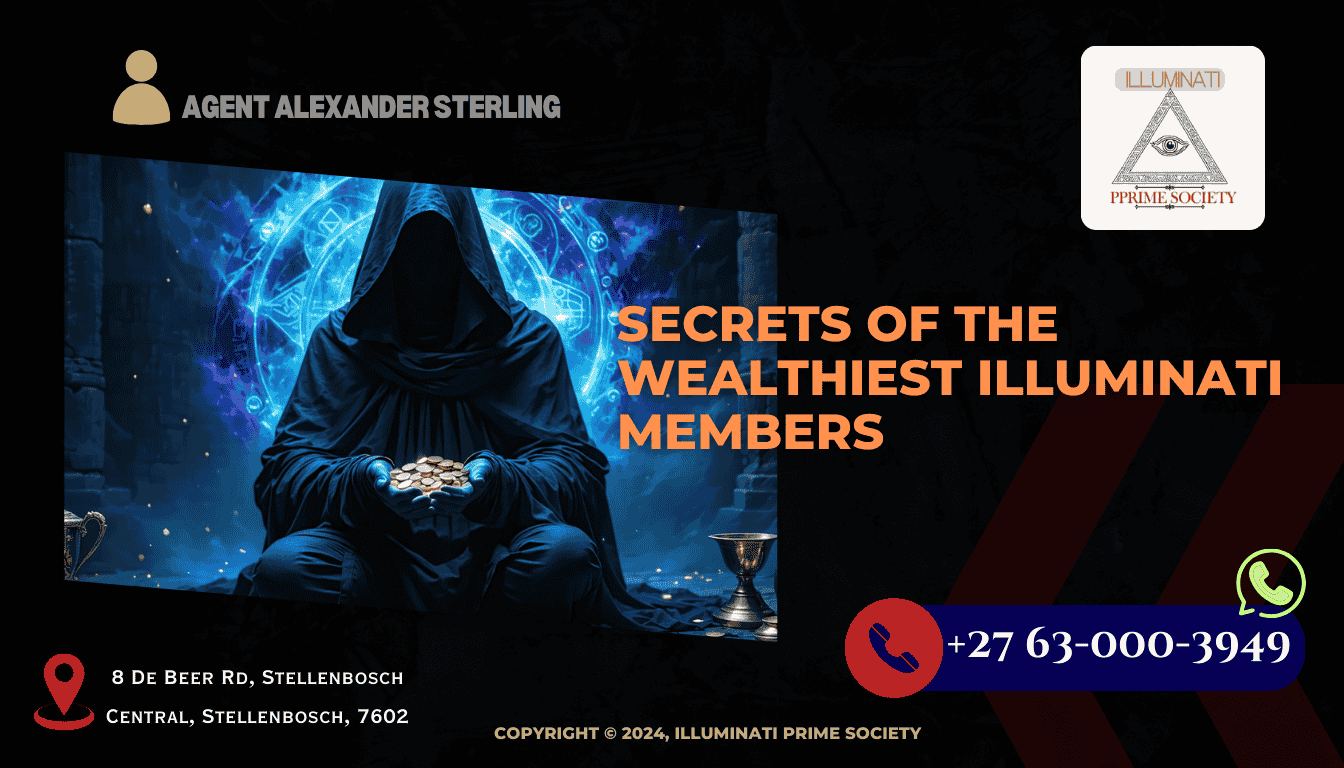 An enigmatic image of a shadowy figure cloaked in mystery, surrounded by symbols of wealth and power.