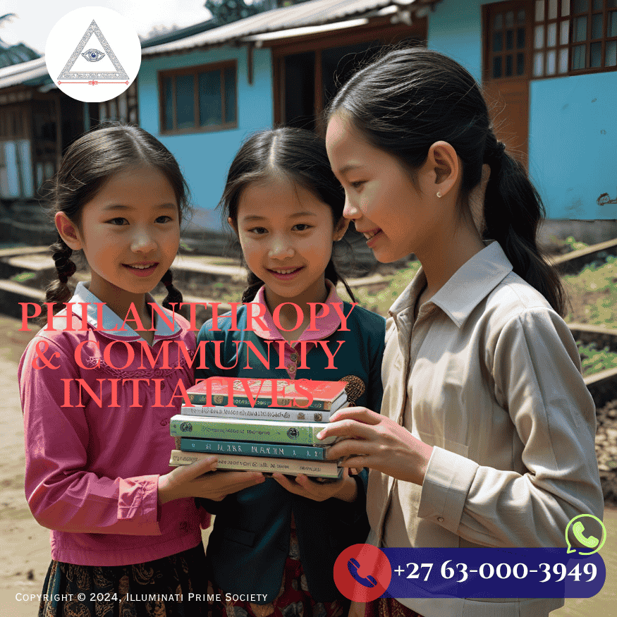 Children receiving books from an Illuminati-sponsored education project