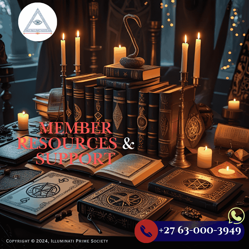 Exclusive Illuminati books and ritual items displayed on ceremonial table
