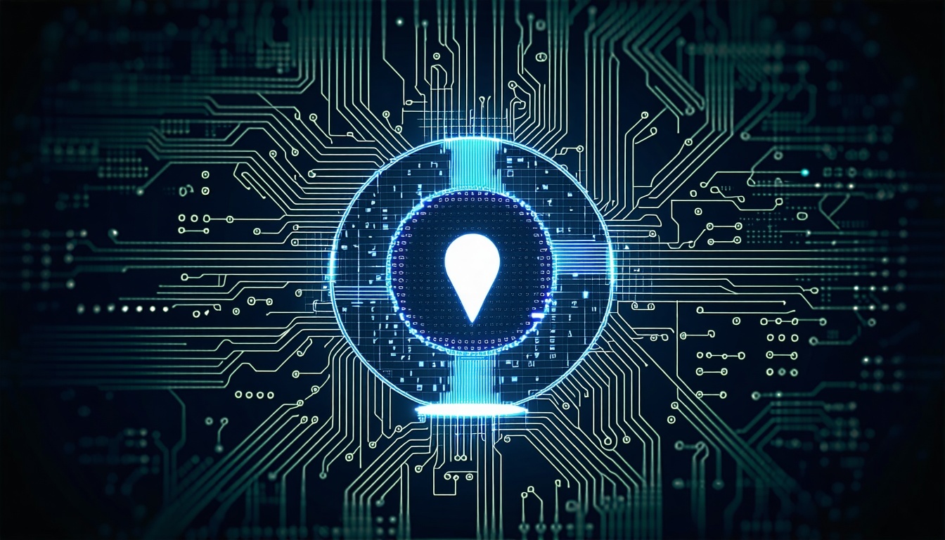 A mysterious symbol superimposed over a circuit board, representing the covert influence in technology.
