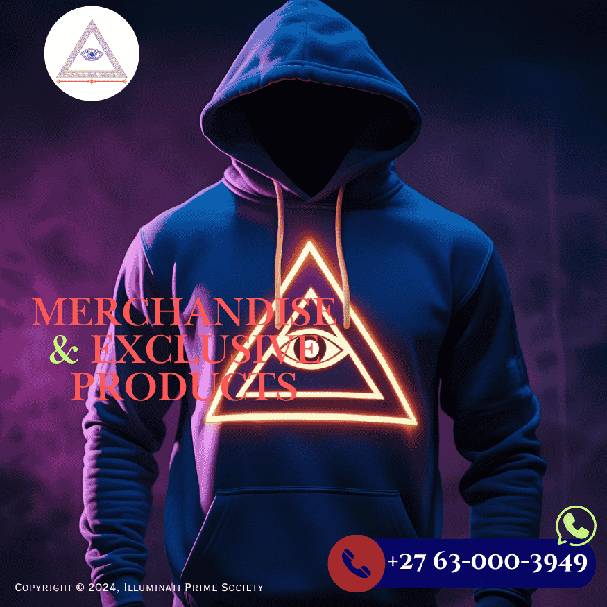 Official Illuminati hoodie with triangle eye insignia glowing under UV light